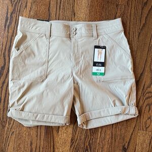 Eddie Bauer Women's 12 Rolled Hem Bermuda Cargo Shorts in Beige